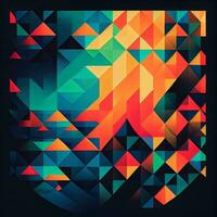 Abstract geometric background with colorful triangles, ai generation. photo