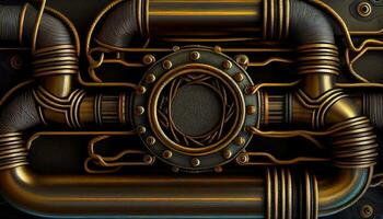 steampunk pipes background, ai generation photo