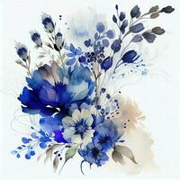 Watercolor flowers background, card, ai generation photo