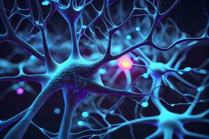 Glowing neurons  background, ai generation photo