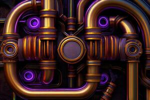 steampunk pipes background, ai generation photo
