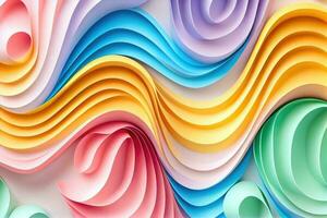 Abstract background with pastel rainbow colored curved lines, ai generation photo