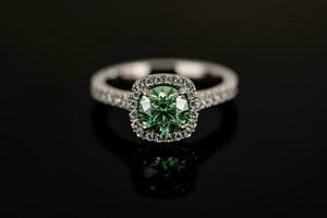 Emerald Ring on Black Background photo