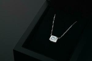 White Gold Diamond Pendant Necklace photo