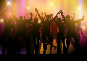 silhouettes of party people dancing on an abstract background vector