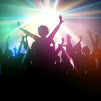 party people background with silhouette of an excited audience vector