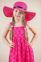 Little Girl With Pink Dress and Hat photo