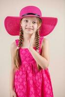 Little Girl With Pink Dress and Hat photo