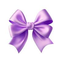 Realistic lilac bow isolated on white background, ai generation photo