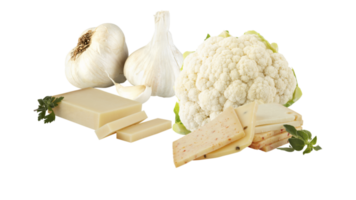 Butter, Cheese, Garlic, Cauliflower solated transparent background png