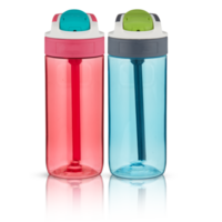 Set of plastic bottles with lids isolated transparent background png