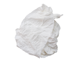 Single screwed or crumpled tissue paper or napkin in strange shape after use in toilet or restroom isolated with clipping path in png file format