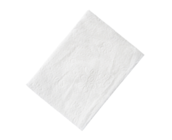 Top view of folded white tissue paper or napkin isolated with clipping path in png file format