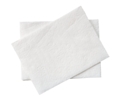 Top view of two folded pieces of white tissue paper or napkin in stack isolated with clipping path png