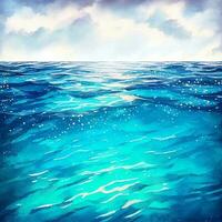 watercolor ocean calm water surface, ai generation photo