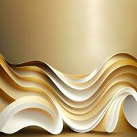 Abstract background with golden paper cut shapes, ai generation, banner, place for text. photo
