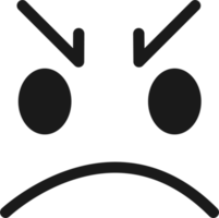 Cartoon doodle of facial expression emoticon, Angry face. png