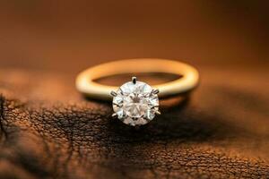 solitario oro compromiso anillo con diamante foto