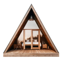 A-frame cozy Glamping house exterior design png