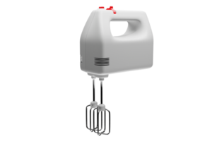 White hand mixer with red buttons 3d render png