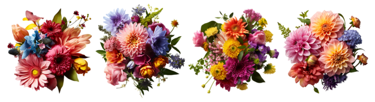 Set of Bunch of flowers on transparent background, Technology png