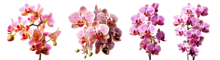 grupo do orquídea flores em transparente fundo, generativo ai tecnologia png