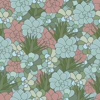 Seamless pattern of succulent cactus vector