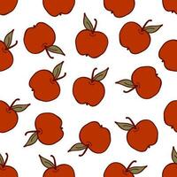 Fruit pattern. Seamless pattern of apple in hand drawnt style. Doodle pattern vector