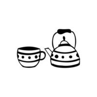 Vector clipart teapot and cup. Doodle style on a white background.