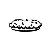 Pie vector illustration with black line hand drawn style isolated on white background