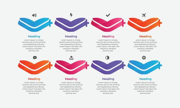 Business infographic with eight steps. Business data visualization infographics. Vector business template for presentation