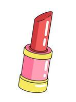 Red old-fashioned lipstick, decorative art for trendy Y2K aesthetic, red make-up, vector design element.