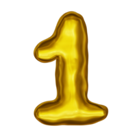 Number 1 Golden 3D Render png