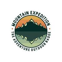 Creative mountain adventure outdoor badge logo design vector illustration