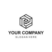 Modern linear cube technology logo design vector