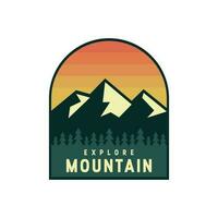 Creative playful retro explore mountain badge vector design illustration