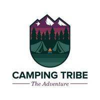 Unique adventure camping tribe badge design vector illustration