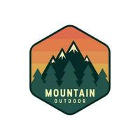 Unique retro mountain outdoor badge logo vector illustration