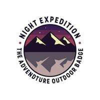 Modern adventure outdoor badge night expedition vector illustration