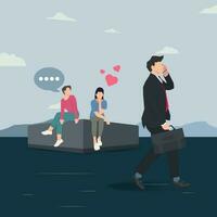 Businessman walking in front of two girls. Girl falling in love design vector illustration