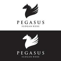 Simple winged horse or pegasus Logo template design with creative idea. vector