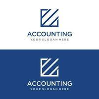 Financial accounting logo, with check mark for financial accounting stock chart analysis. In modern template vector illustration concept style.