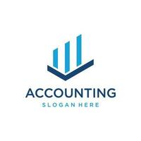 Financial accounting logo, with check mark for financial accounting stock chart analysis. In modern template vector illustration concept style.