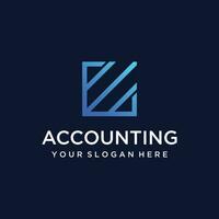 Financial accounting logo, with check mark for financial accounting stock chart analysis. In modern template vector illustration concept style.