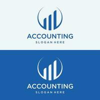 Financial accounting logo, with check mark for financial accounting stock chart analysis. In modern template vector illustration concept style.