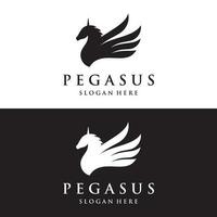 sencillo con alas caballo o Pegaso logo modelo diseño con creativo idea. vector