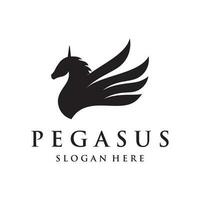 Simple winged horse or pegasus Logo template design with creative idea. vector