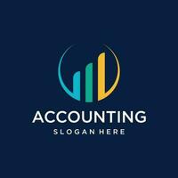 Financial accounting logo, with check mark for financial accounting stock chart analysis. In modern template vector illustration concept style.