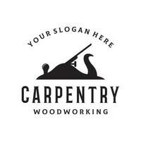 Logo design template Woodworking Jack Plane Carpentry retro vintage style. vector