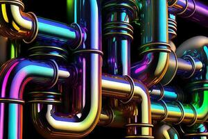 colorful metal pipes background, ai generation photo